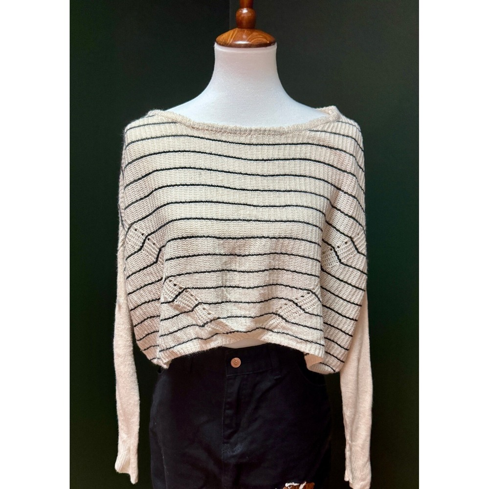Cotton Emporium Striped Cropped Sweater Women's Size S